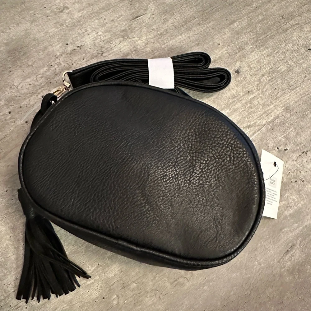 Beverly Hills Polo Club BHPC Black Vegan Leather Crossbody Bag NWT